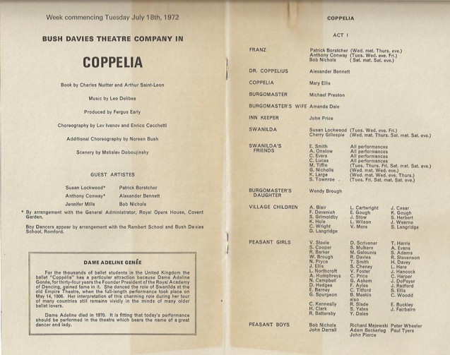 Programme of Coppelia