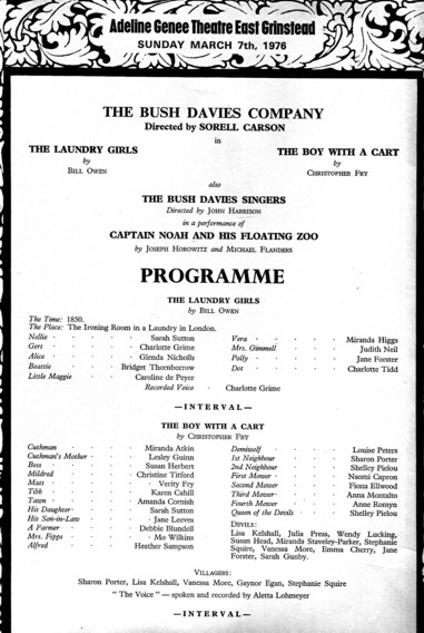 Programme Captain Noah 1976 page 1