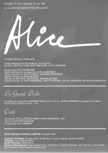 Programme Alice 1981 page 1