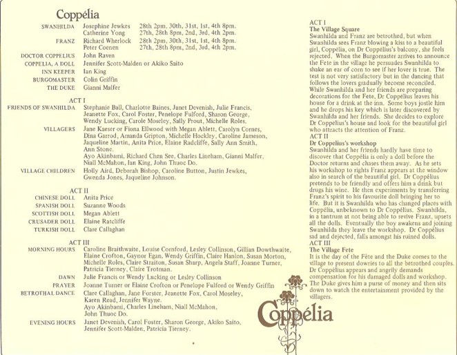 Programme Copplia 1981