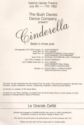 Programme Cinderella 1982 page 1