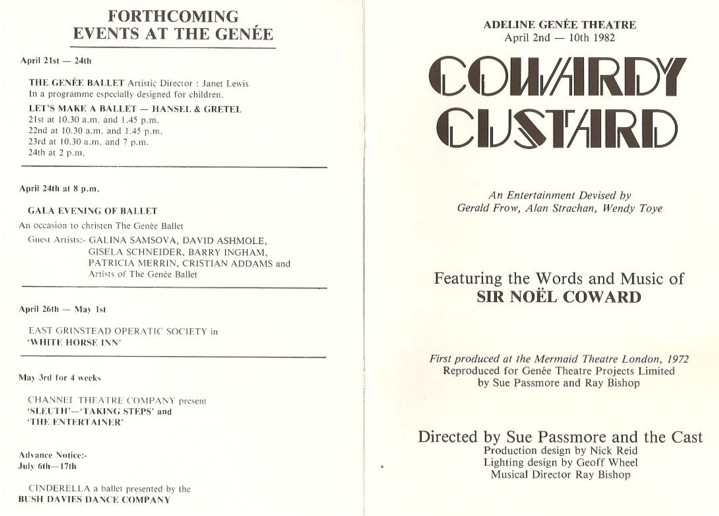 Programme Cowardy Custard 1982 pages 1 and 3