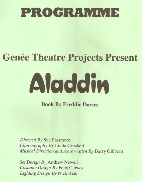 Programme Aladdin 1984 title page