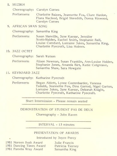 Programme Bush Davies at Home 1982 page 3