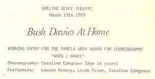 Programme Heading Bush Davies At Home 1983