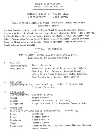 Programme Bush Davies at Home 1984 page 2