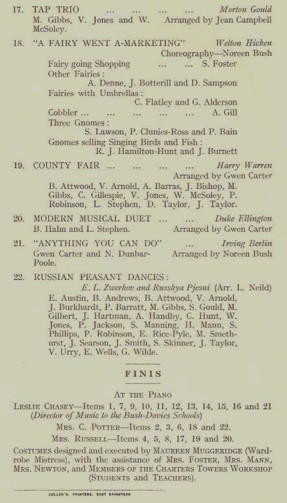 Last page of programme dated 1951